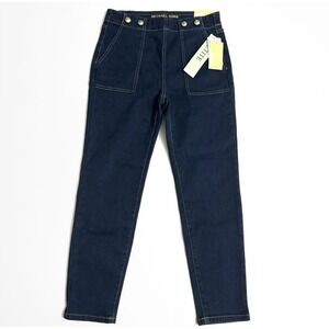 MICHAEL KORS Selma High Rise Straight Leg Skinny Jeans Blue Petite 4P $110